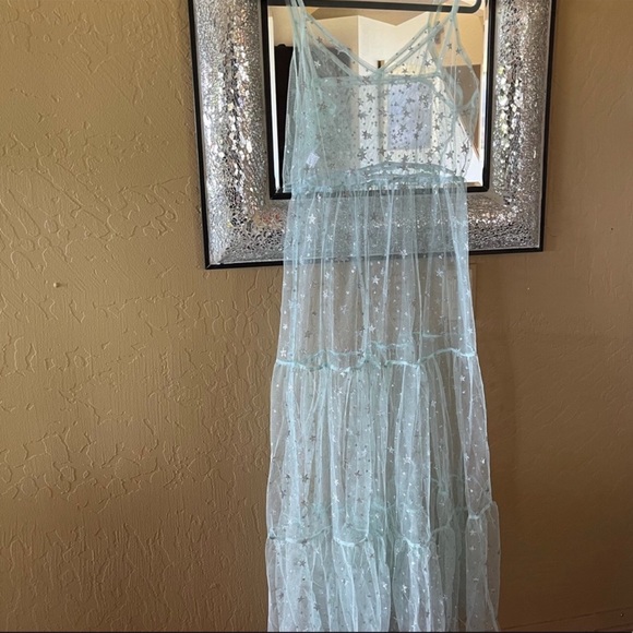 Minted Silver Galaxy Sparkle Mesh Maxi CoverUp - Picture 6 of 8